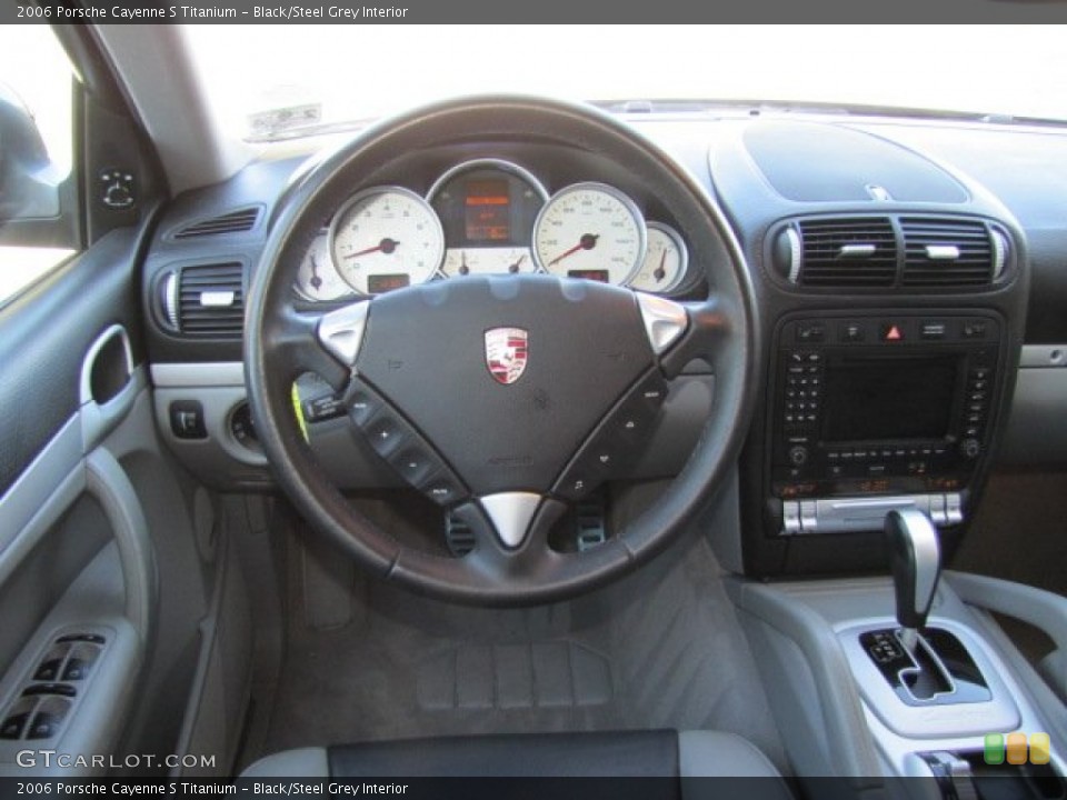 Black/Steel Grey Interior Steering Wheel for the 2006 Porsche Cayenne S Titanium #77036211
