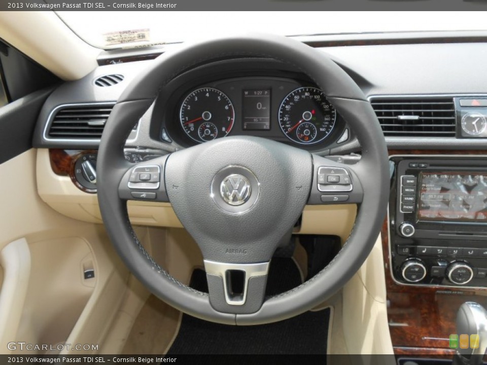 Cornsilk Beige Interior Steering Wheel for the 2013 Volkswagen Passat TDI SEL #77040705
