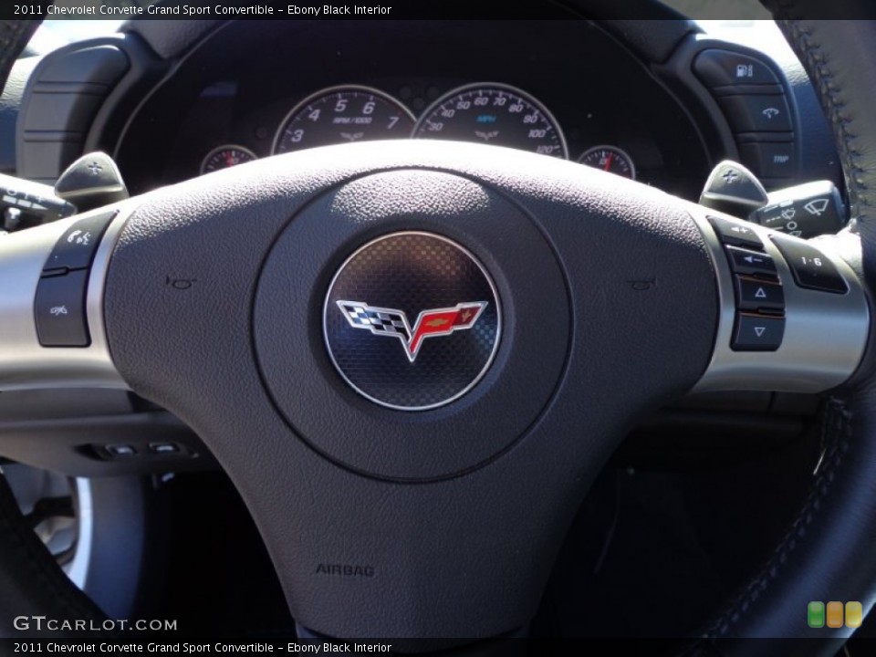 Ebony Black Interior Controls for the 2011 Chevrolet Corvette Grand Sport Convertible #77078996