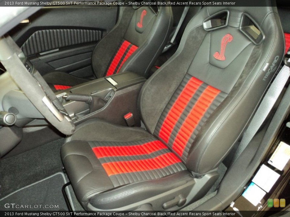 Shelby Charcoal Black/Red Accent Recaro Sport Seats Interior Front Seat for the 2013 Ford Mustang Shelby GT500 SVT Performance Package Coupe #77086424