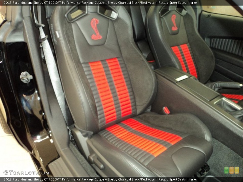 Shelby Charcoal Black/Red Accent Recaro Sport Seats Interior Front Seat for the 2013 Ford Mustang Shelby GT500 SVT Performance Package Coupe #77086484