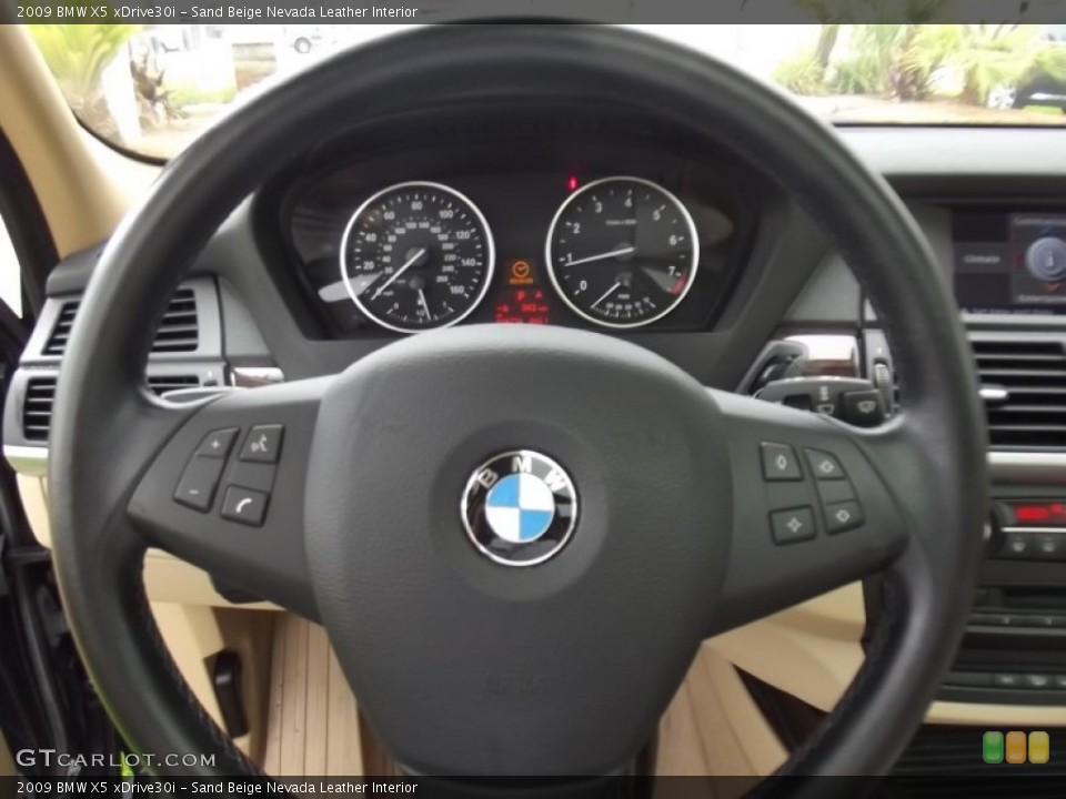 Sand Beige Nevada Leather Interior Steering Wheel for the 2009 BMW X5 xDrive30i #77089172