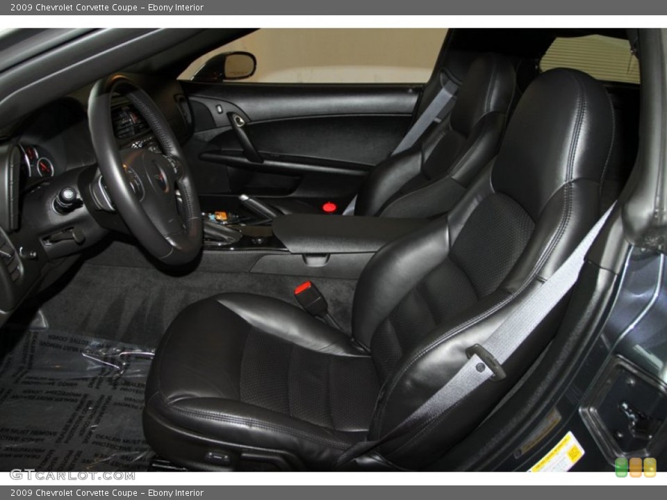 Ebony Interior Front Seat for the 2009 Chevrolet Corvette Coupe #77092329