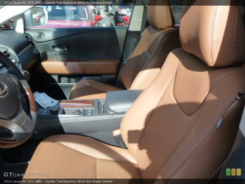 Saddle Tan/Espresso Birds Eye Maple Interior Front Seat for the 2013 Lexus RX 350 AWD #77152677