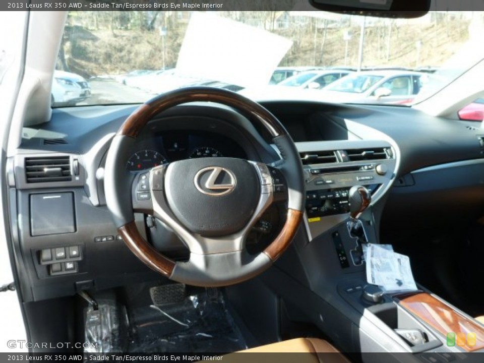 Saddle Tan/Espresso Birds Eye Maple Interior Dashboard for the 2013 Lexus RX 350 AWD #77152713