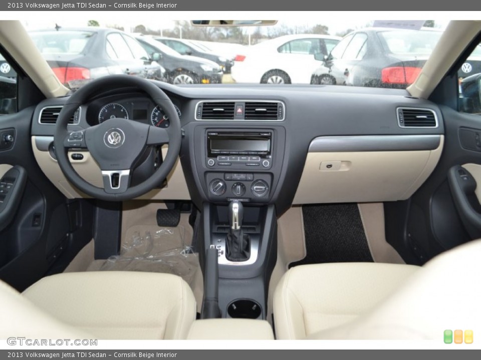 Cornsilk Beige Interior Dashboard for the 2013 Volkswagen Jetta TDI Sedan #77155679