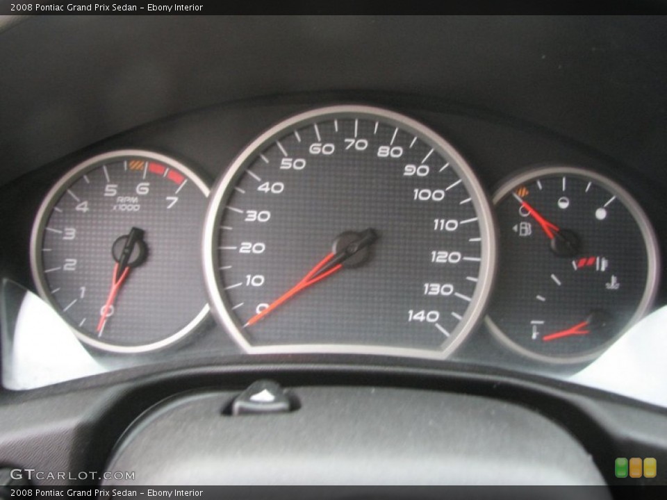 Ebony Interior Gauges for the 2008 Pontiac Grand Prix Sedan #77185116