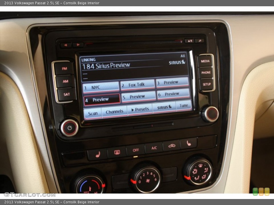 Cornsilk Beige Interior Controls for the 2013 Volkswagen Passat 2.5L SE #77189111