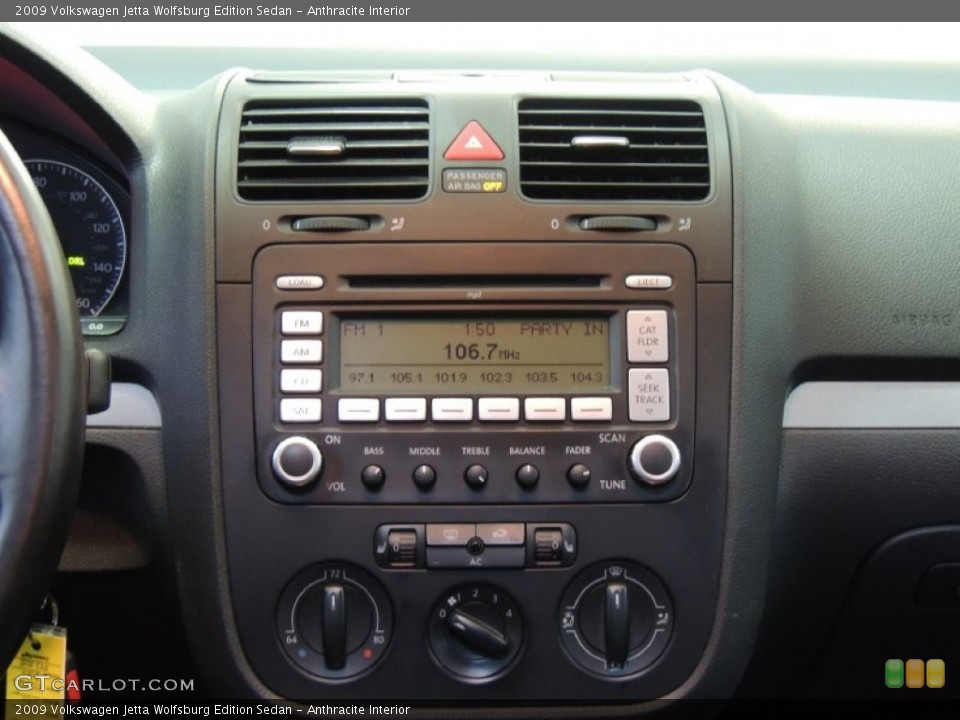 Anthracite Interior Controls for the 2009 Volkswagen Jetta Wolfsburg Edition Sedan #77201447