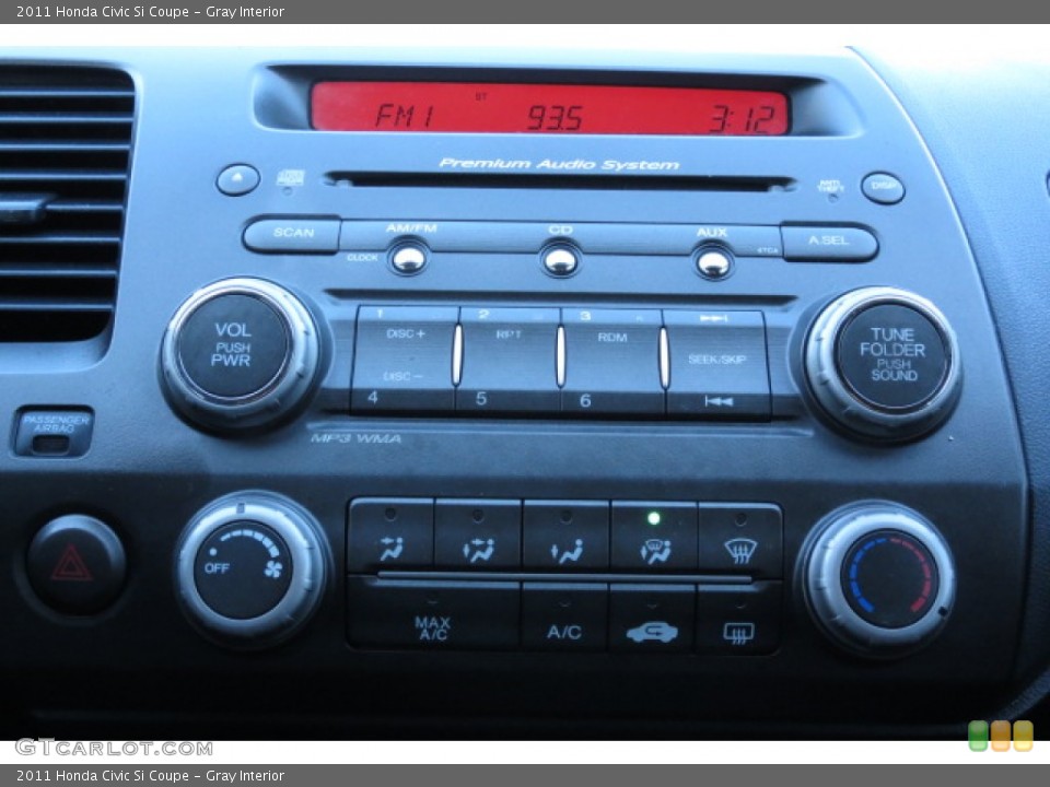 Gray Interior Controls for the 2011 Honda Civic Si Coupe #77213796