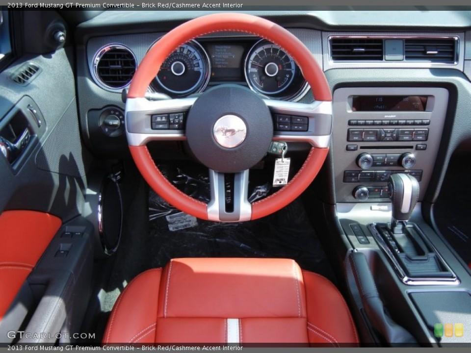 Brick Red/Cashmere Accent Interior Steering Wheel for the 2013 Ford Mustang GT Premium Convertible #77215525