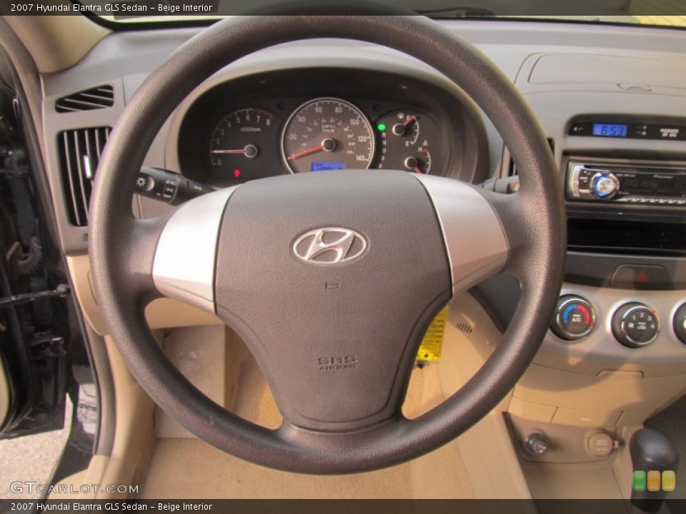 Beige Interior Steering Wheel for the 2007 Hyundai Elantra GLS Sedan #77228223