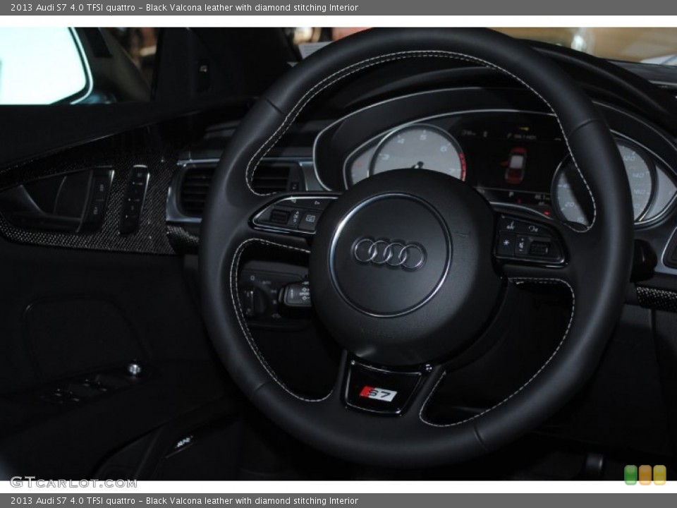 Black Valcona leather with diamond stitching Interior Steering Wheel for the 2013 Audi S7 4.0 TFSI quattro #77234310