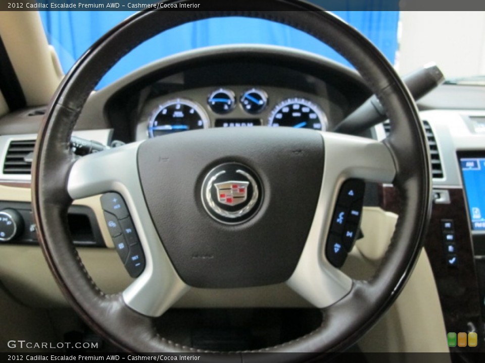 Cashmere/Cocoa Interior Steering Wheel for the 2012 Cadillac Escalade Premium AWD #77236401