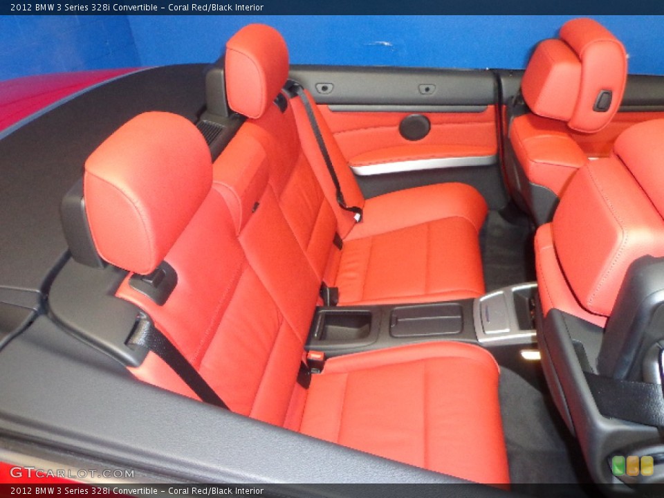 Coral Red/Black Interior Rear Seat for the 2012 BMW 3 Series 328i Convertible #77240531