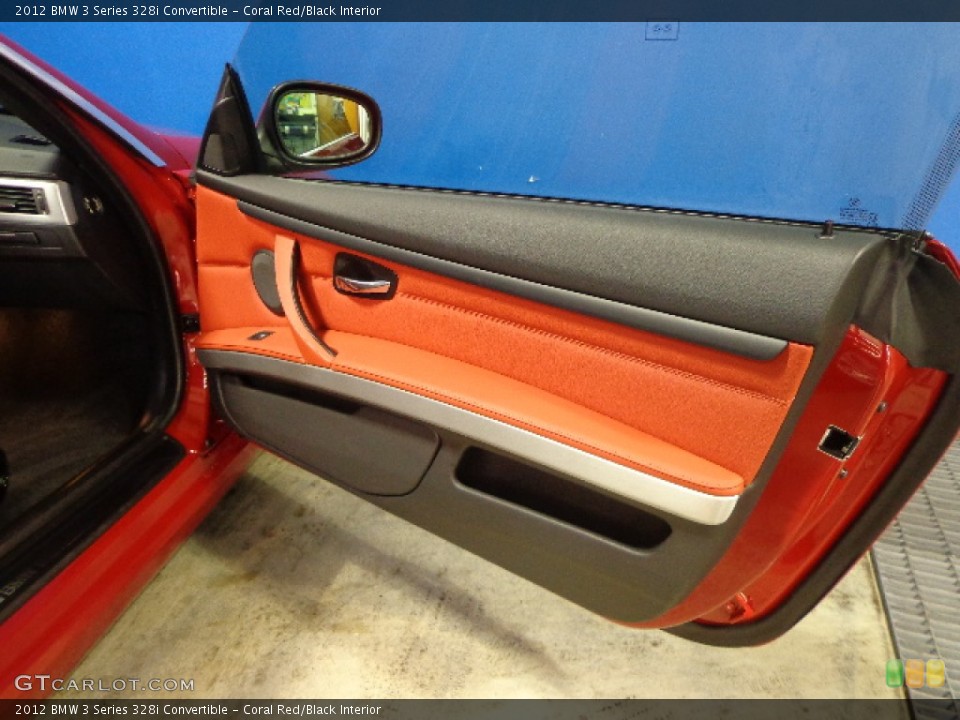 Coral Red/Black Interior Door Panel for the 2012 BMW 3 Series 328i Convertible #77240617