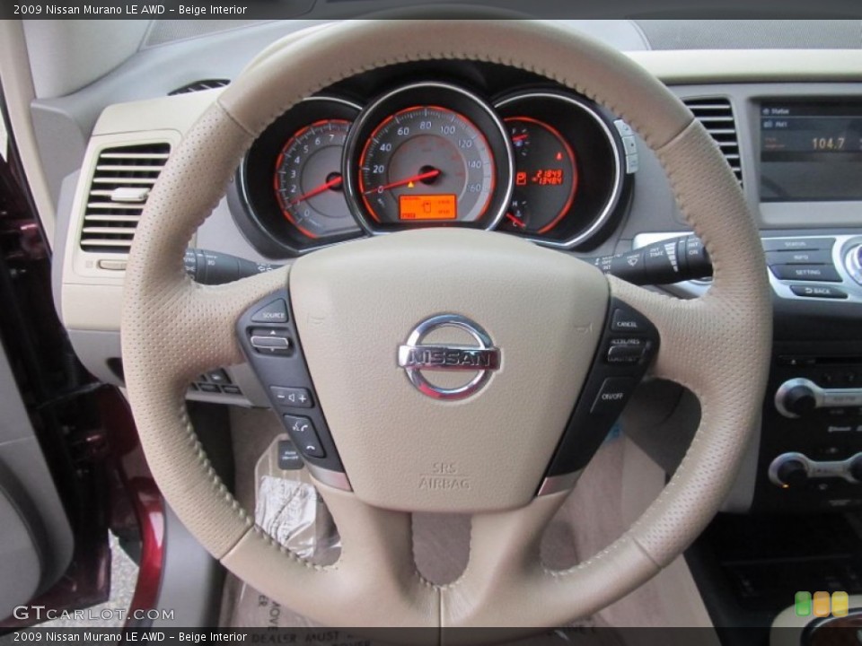 Beige Interior Steering Wheel for the 2009 Nissan Murano LE AWD #77250497