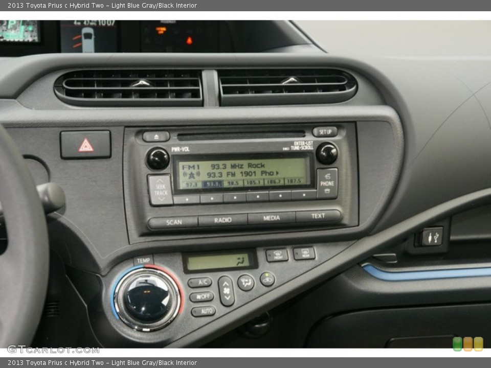 Light Blue Gray/Black Interior Controls for the 2013 Toyota Prius c Hybrid Two #77253639