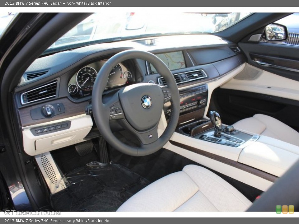 Ivory White/Black Interior Prime Interior for the 2013 BMW 7 Series 740i Sedan #77262242