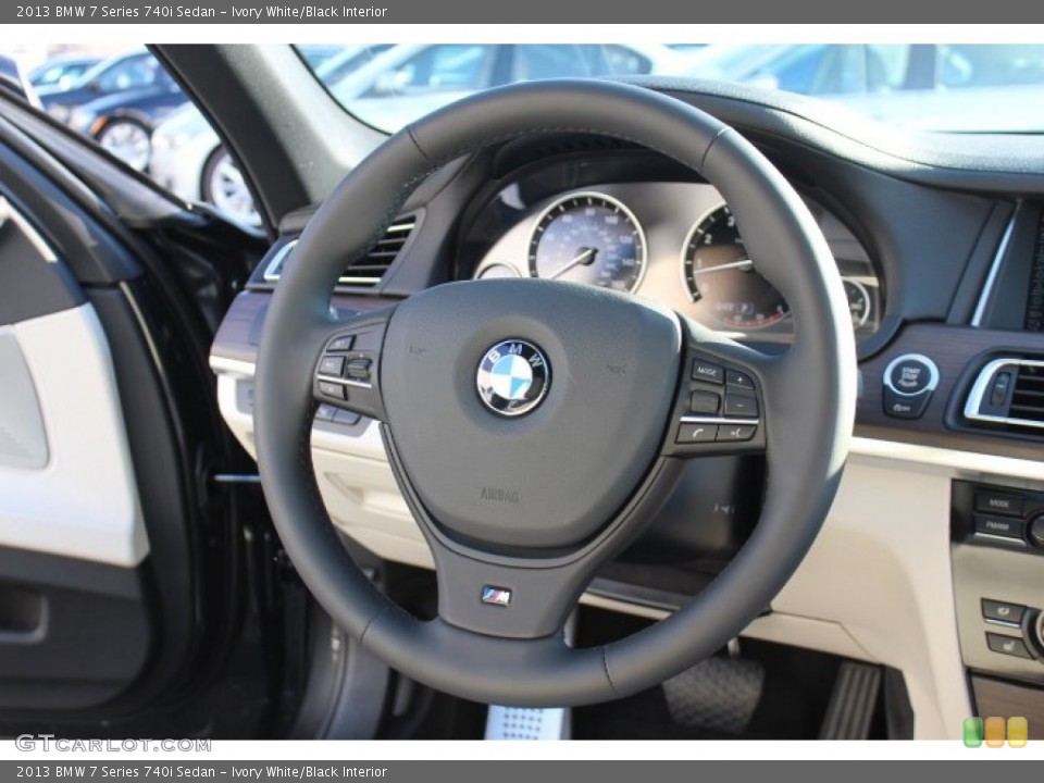 Ivory White/Black Interior Steering Wheel for the 2013 BMW 7 Series 740i Sedan #77262320