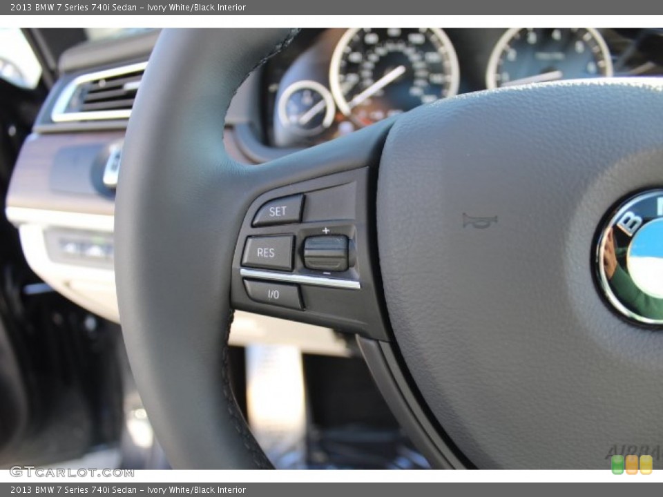 Ivory White/Black Interior Controls for the 2013 BMW 7 Series 740i Sedan #77262328