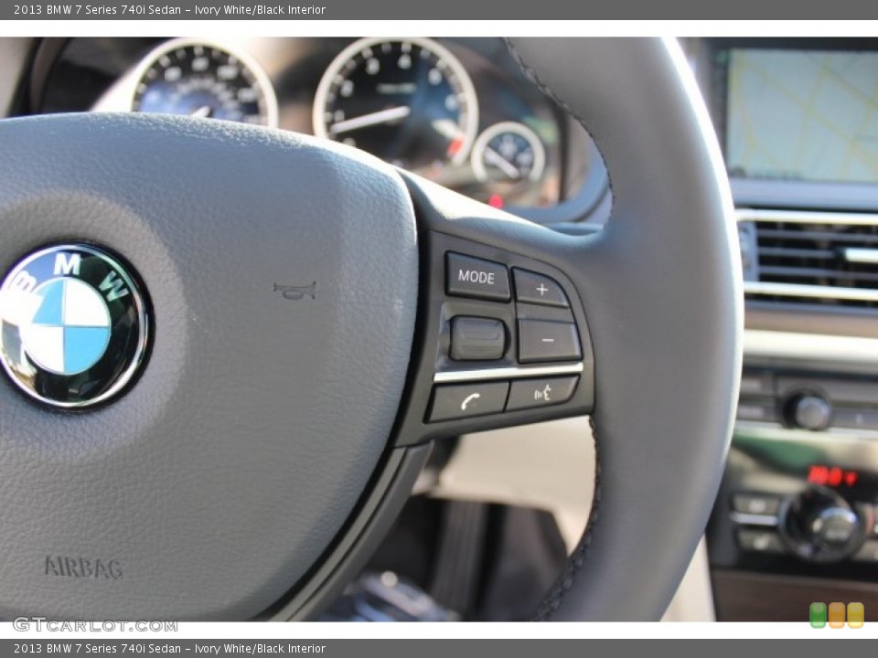 Ivory White/Black Interior Controls for the 2013 BMW 7 Series 740i Sedan #77262341