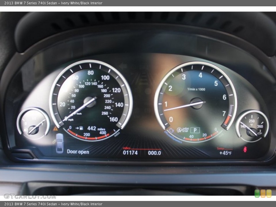 Ivory White/Black Interior Gauges for the 2013 BMW 7 Series 740i Sedan #77262356
