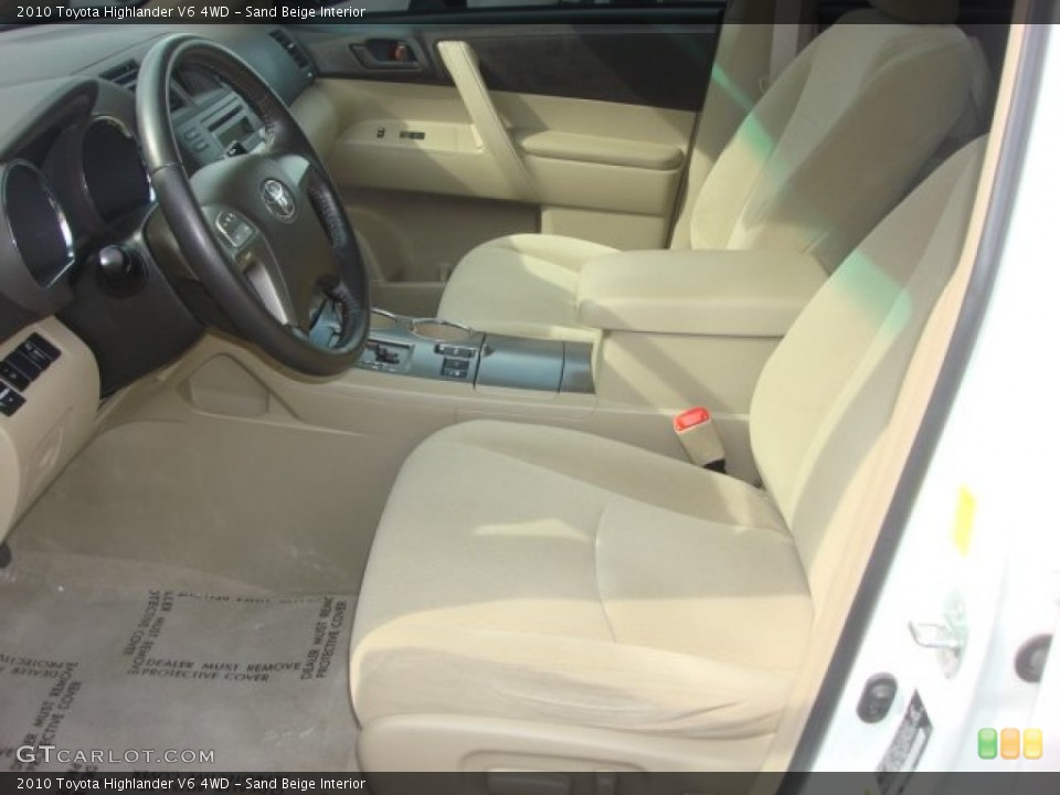 Sand Beige Interior Front Seat for the 2010 Toyota Highlander V6 4WD #77304283