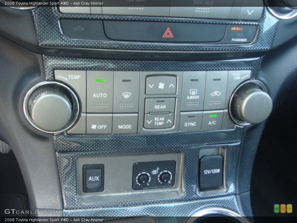Ash Gray Interior Controls for the 2008 Toyota Highlander Sport 4WD #77308414