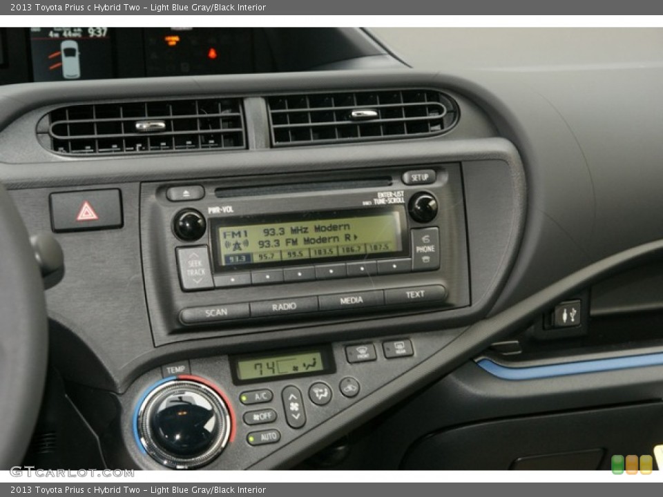 Light Blue Gray/Black Interior Controls for the 2013 Toyota Prius c Hybrid Two #77310879