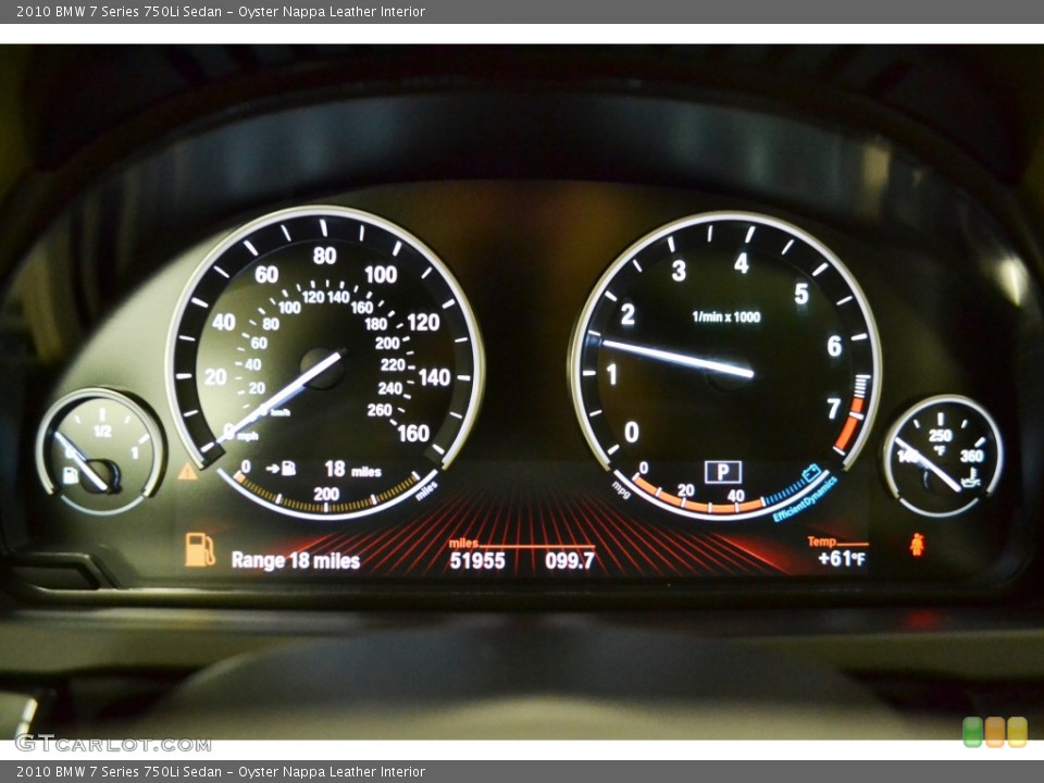 Oyster Nappa Leather Interior Gauges for the 2010 BMW 7 Series 750Li Sedan #77311737