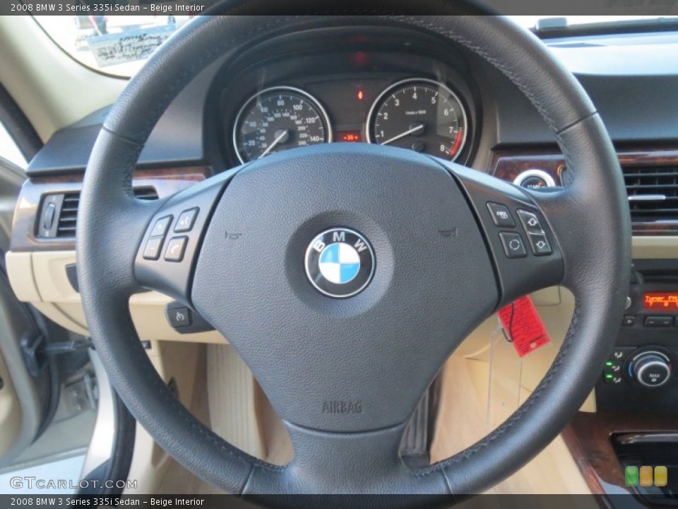 Beige Interior Steering Wheel for the 2008 BMW 3 Series 335i Sedan #77323617