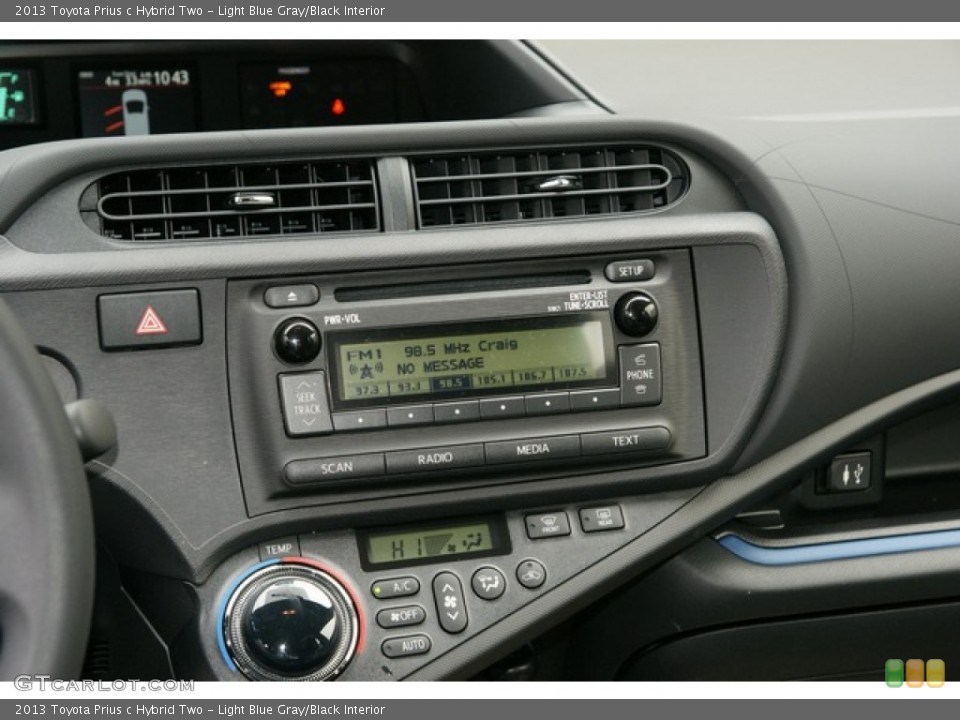 Light Blue Gray/Black Interior Controls for the 2013 Toyota Prius c Hybrid Two #77341503