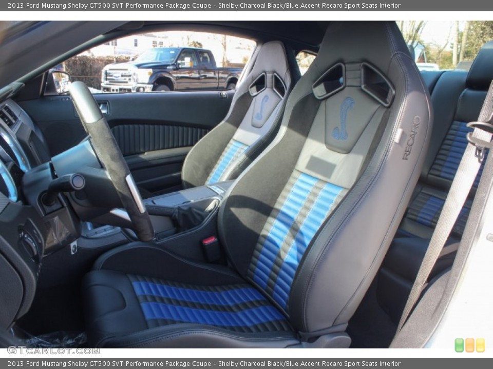 Shelby Charcoal Black/Blue Accent Recaro Sport Seats Interior Front Seat for the 2013 Ford Mustang Shelby GT500 SVT Performance Package Coupe #77352239