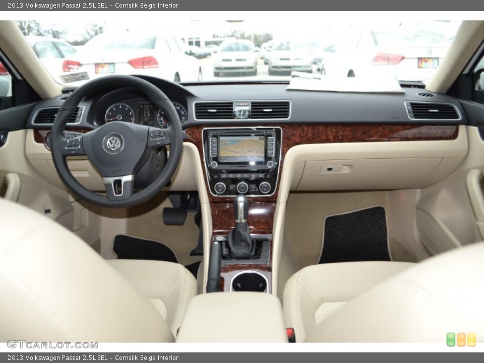 Cornsilk Beige Interior Dashboard for the 2013 Volkswagen Passat 2.5L SEL #77355654