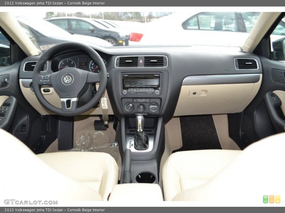 Cornsilk Beige Interior Dashboard for the 2013 Volkswagen Jetta TDI Sedan #77355822
