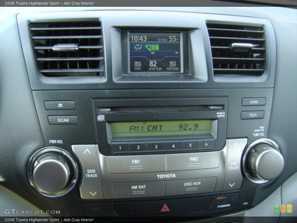 Ash Gray Interior Controls for the 2008 Toyota Highlander Sport #77358265