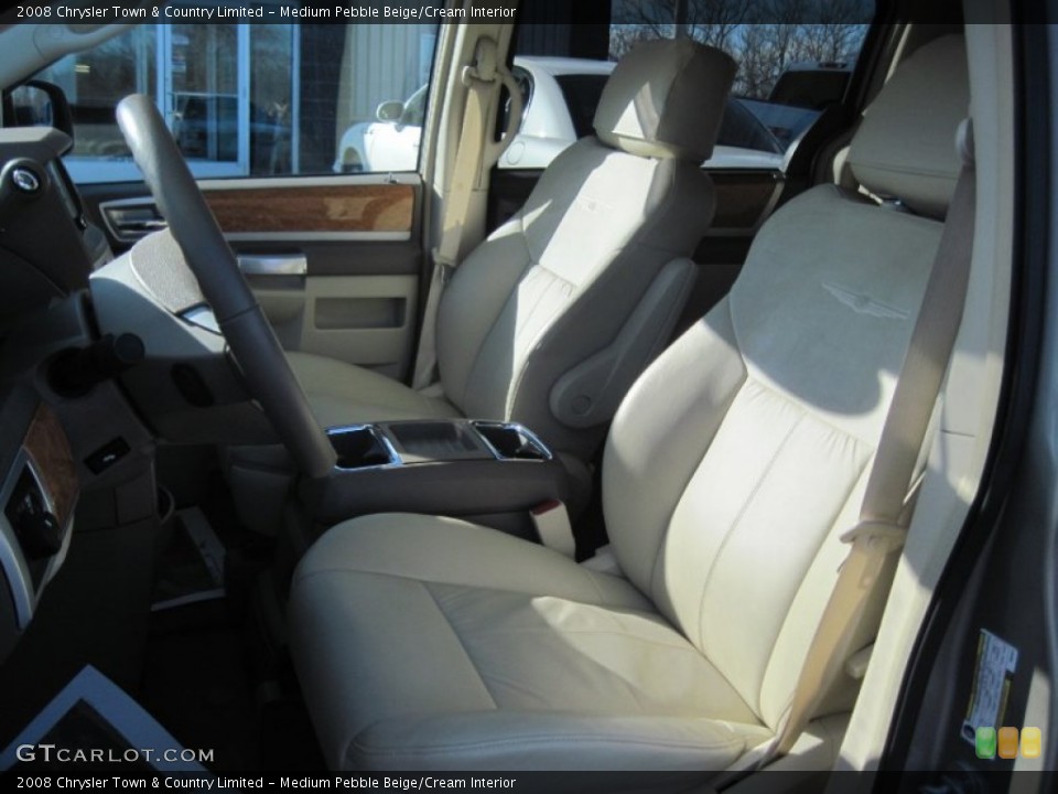 Medium Pebble Beige/Cream Interior Front Seat for the 2008 Chrysler Town & Country Limited #77362026