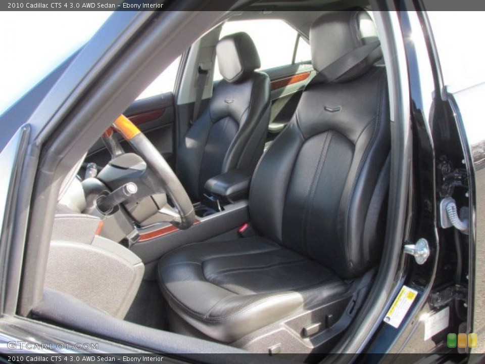 Ebony Interior Front Seat for the 2010 Cadillac CTS 4 3.0 AWD Sedan #77367675