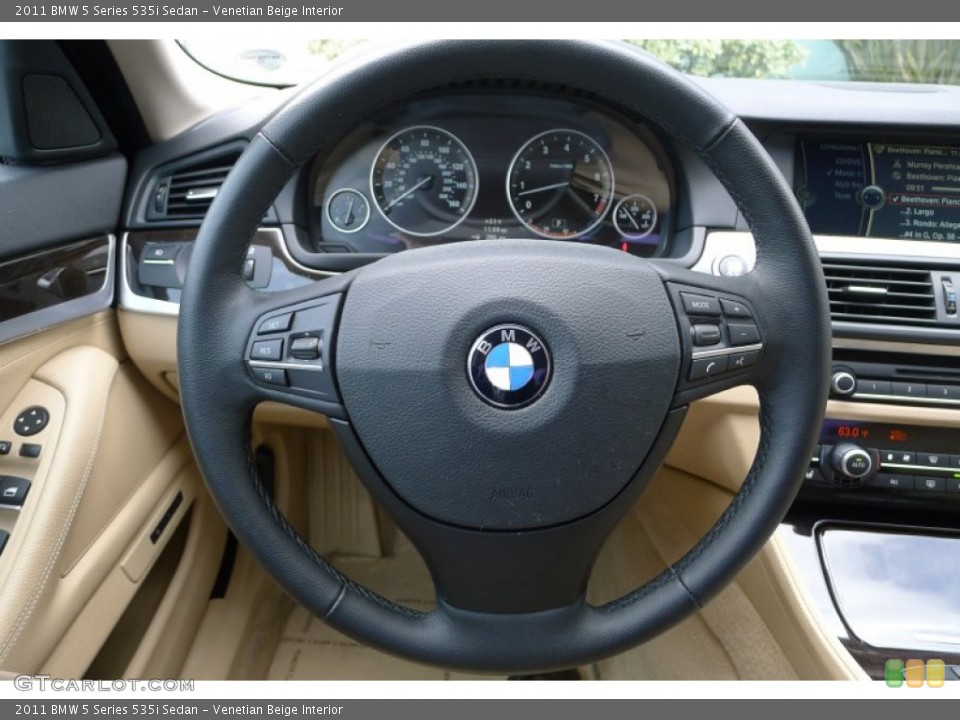 Venetian Beige Interior Steering Wheel for the 2011 BMW 5 Series 535i Sedan #77373108