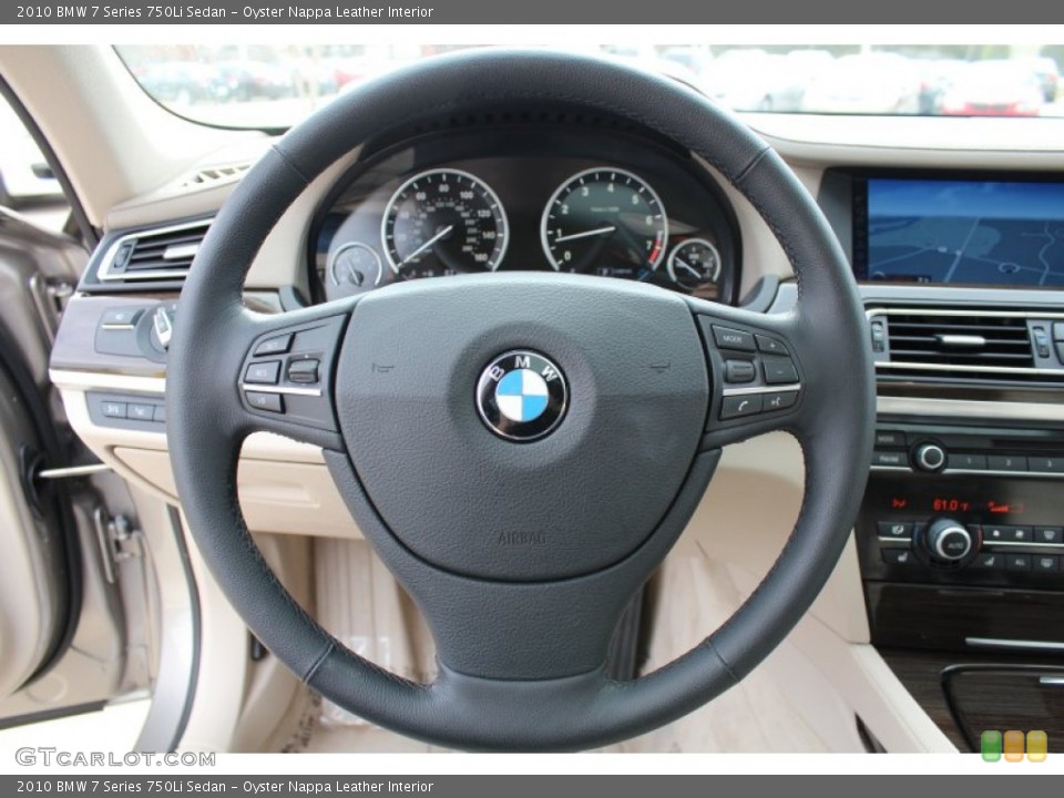 Oyster Nappa Leather Interior Steering Wheel for the 2010 BMW 7 Series 750Li Sedan #77376016