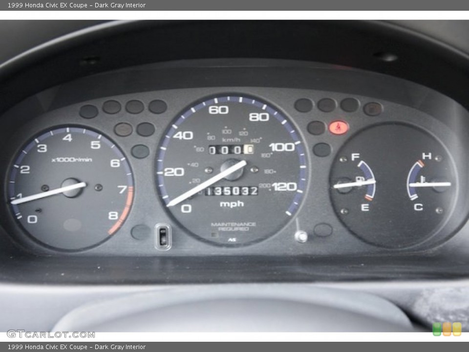 Dark Gray Interior Gauges for the 1999 Honda Civic EX Coupe #77379327