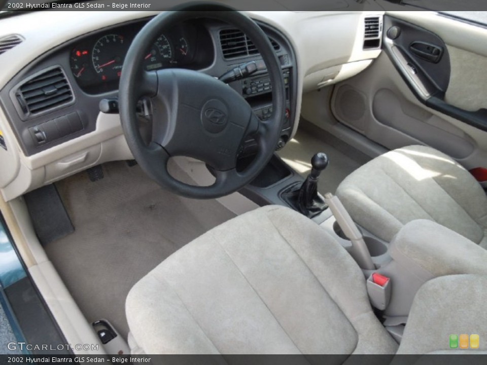 Beige Interior Prime Interior for the 2002 Hyundai Elantra GLS Sedan #77382801