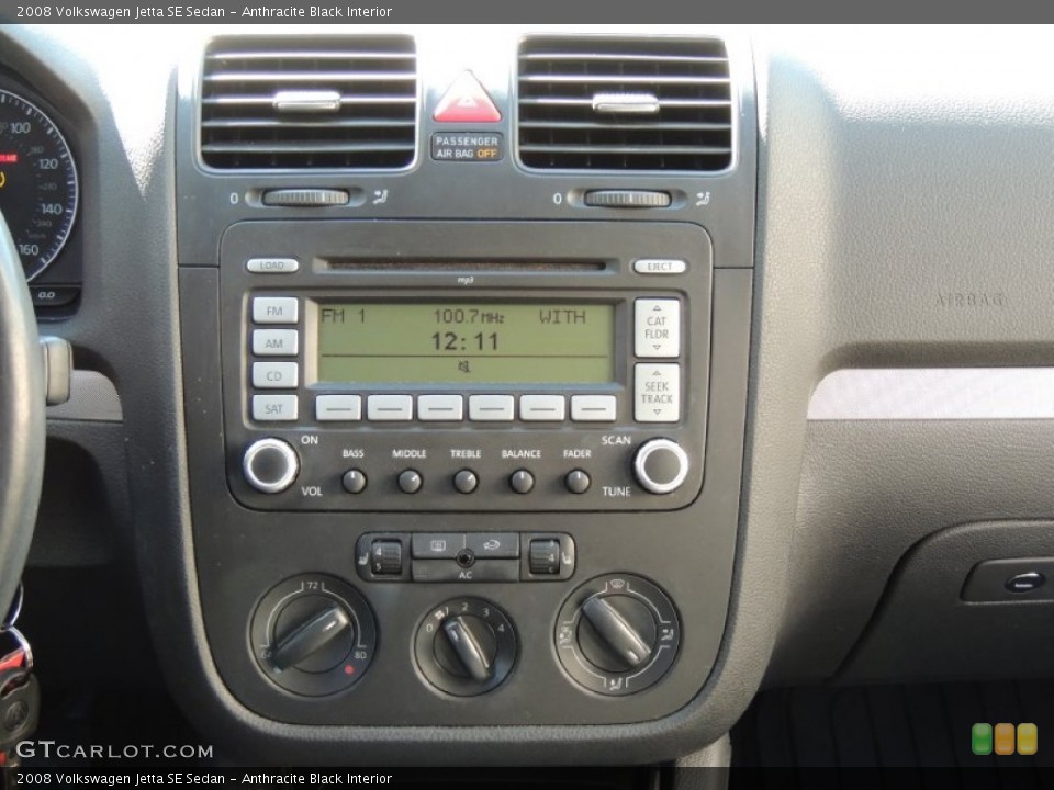 Anthracite Black Interior Controls for the 2008 Volkswagen Jetta SE Sedan #77384286