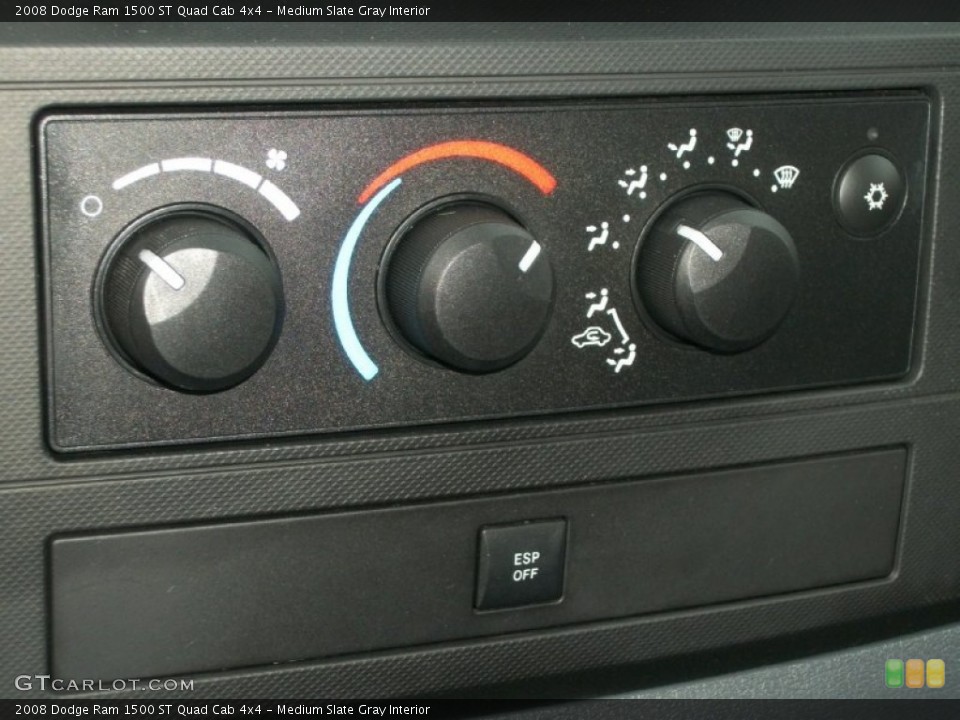 Medium Slate Gray Interior Controls for the 2008 Dodge Ram 1500 ST Quad Cab 4x4 #77384715
