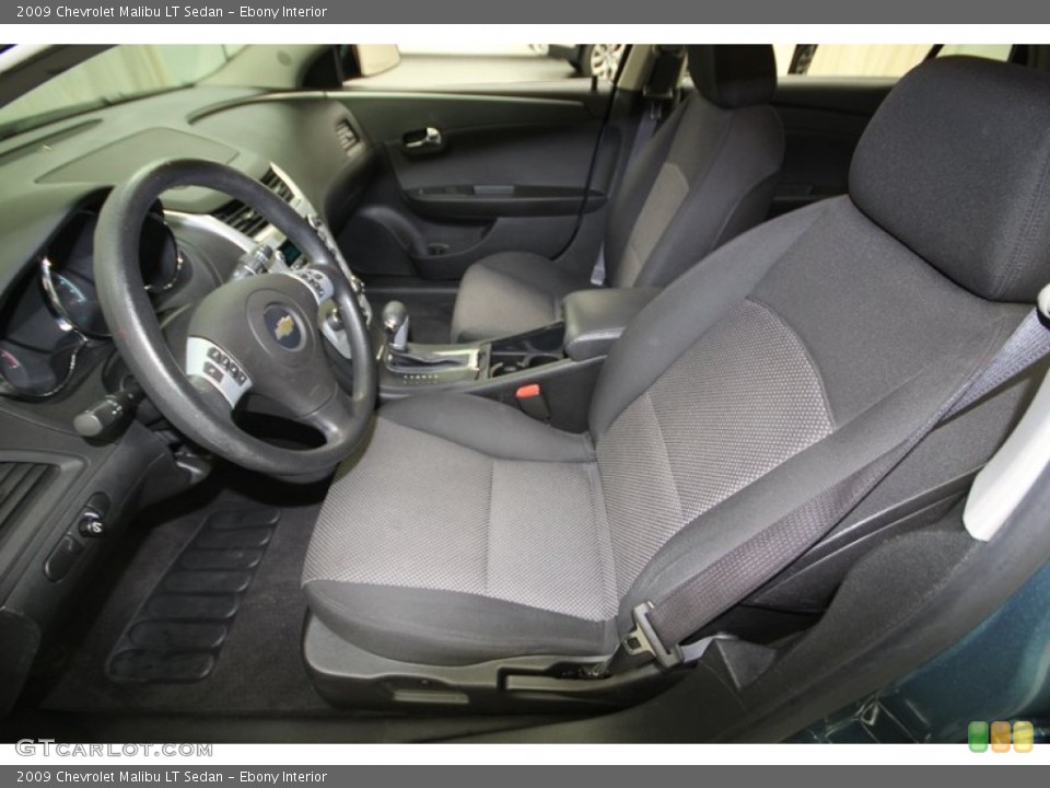 Ebony Interior Front Seat for the 2009 Chevrolet Malibu LT Sedan #77391617