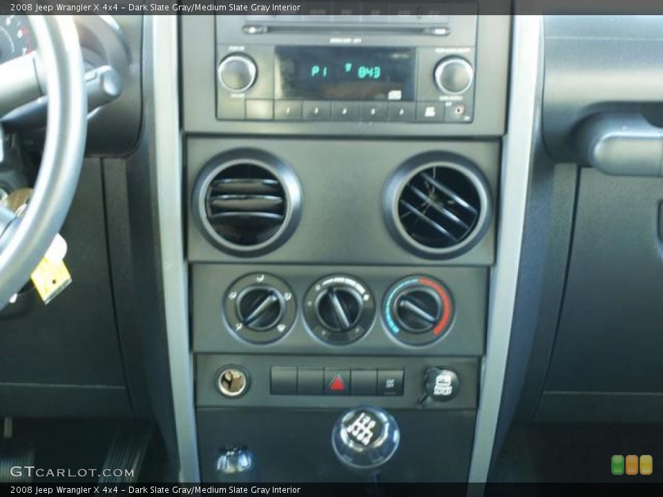 Dark Slate Gray/Medium Slate Gray Interior Controls for the 2008 Jeep Wrangler X 4x4 #77404548