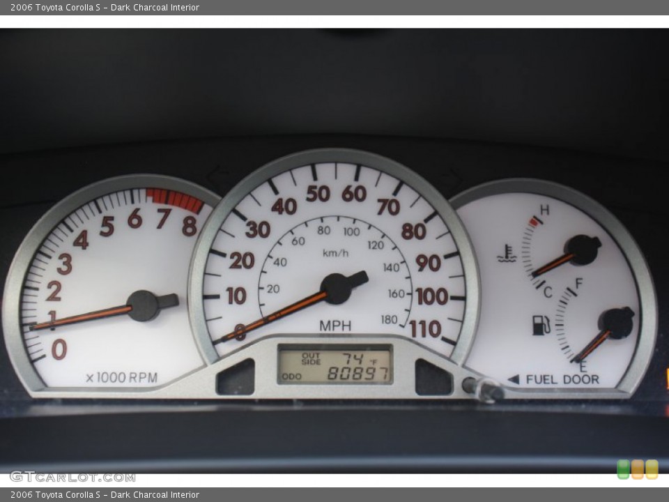 Dark Charcoal Interior Gauges for the 2006 Toyota Corolla S #77409357