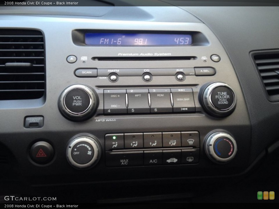 Black Interior Controls for the 2008 Honda Civic EX Coupe #77410084