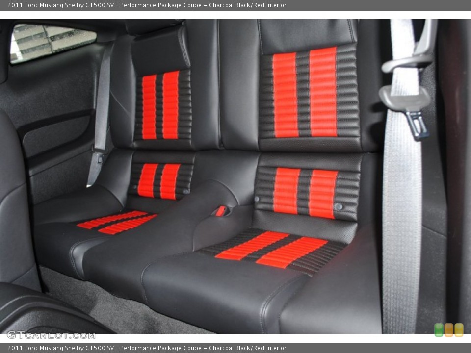 Charcoal Black/Red Interior Rear Seat for the 2011 Ford Mustang Shelby GT500 SVT Performance Package Coupe #77410149